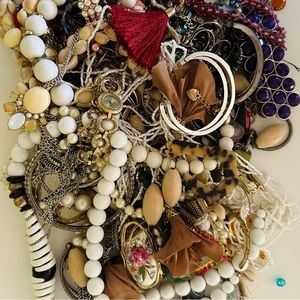 Craft Jewelry Bag Bundle-Broken Jewelry Heart Necklaces Earrings Rings Beads